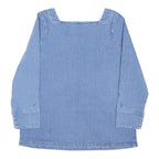 RICK CARDONA Womens Blue Long Sleeve Square Neck Plain Top UK 18 Cotton Blend