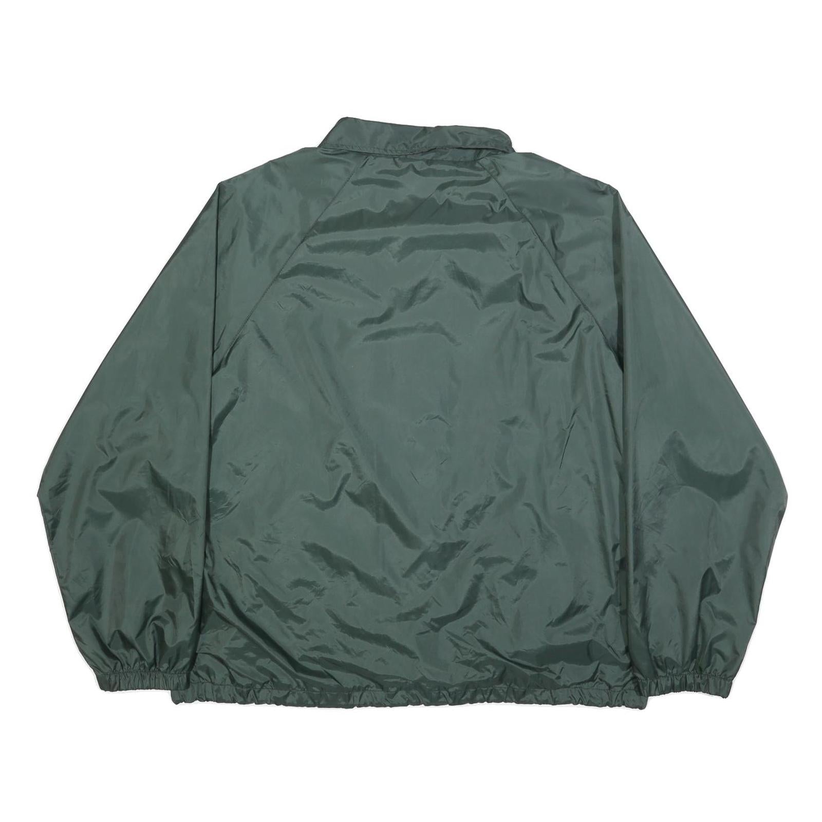 FRANKLIN SPORTS Mens Green Nylon Coach Jacket L Button Closure Plain Lightweight