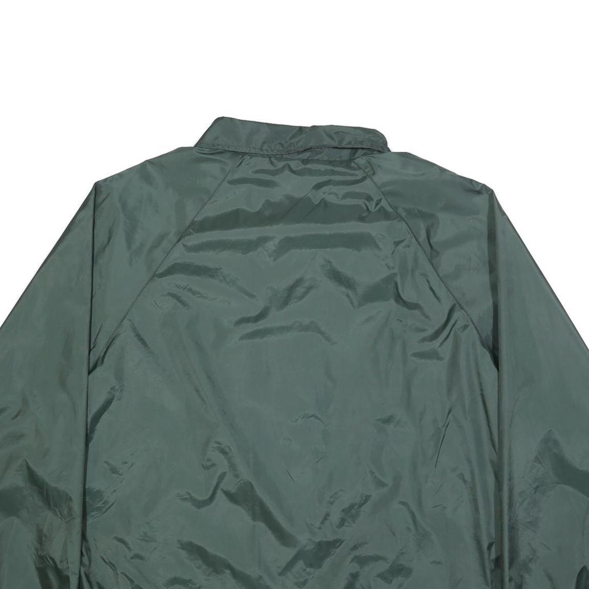 FRANKLIN SPORTS Mens Green Nylon Coach Jacket L Button Closure Plain Lightweight