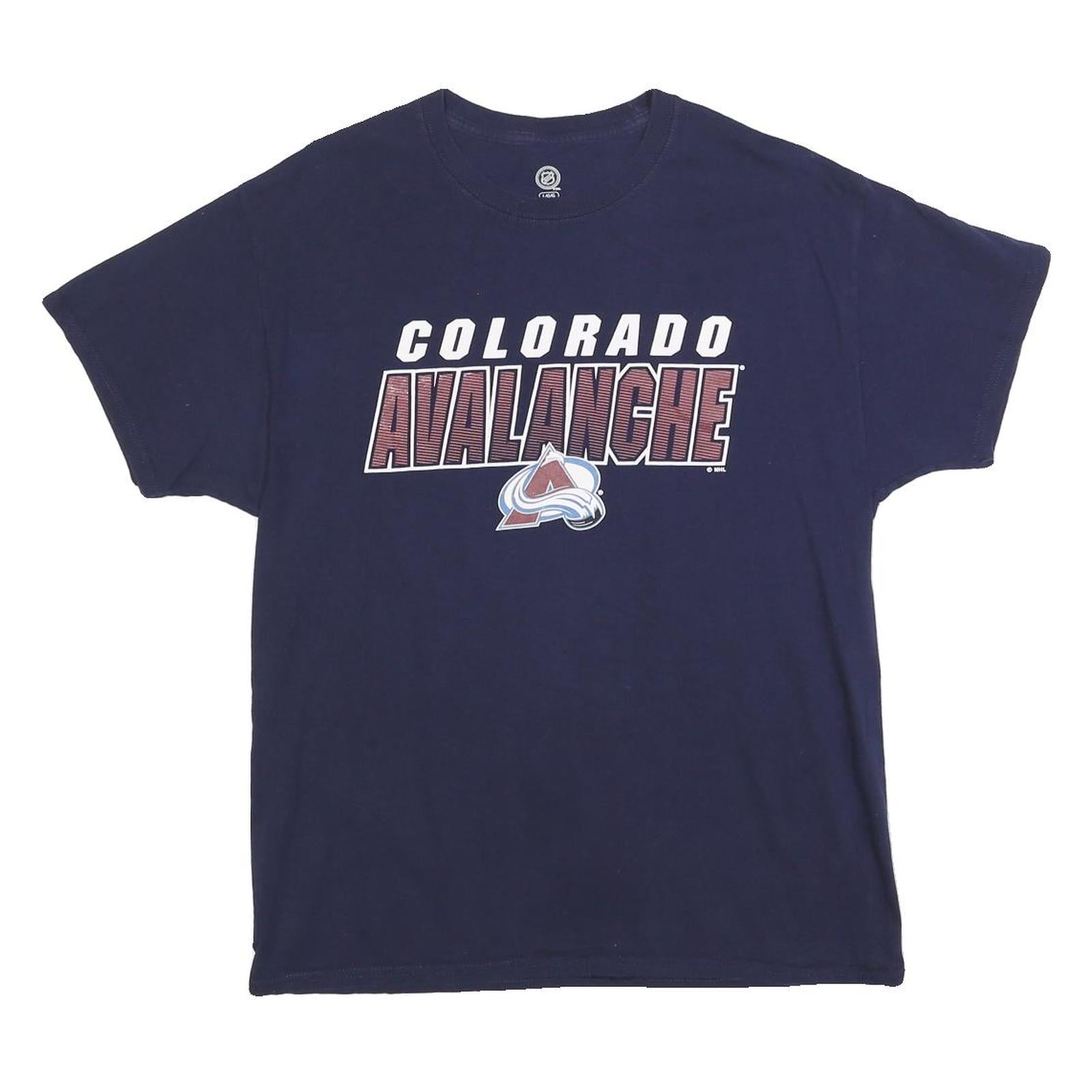 NHL Womens Navy Blue Colorado Avalanche Graphic T-Shirt L Short Sleeve Crew Neck