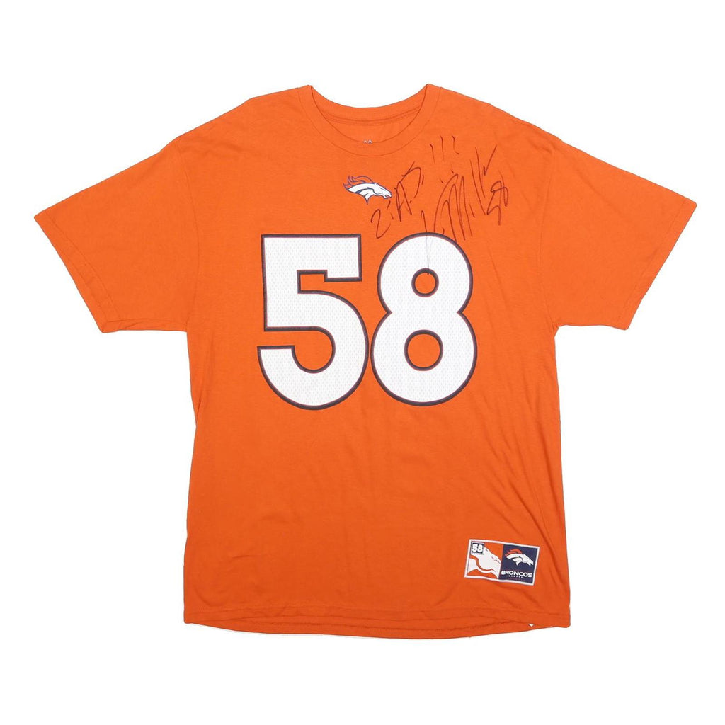 MAJESTIC Mens Orange Signed Denver Broncos T-Shirt XL Short Sleeve Crew Neck