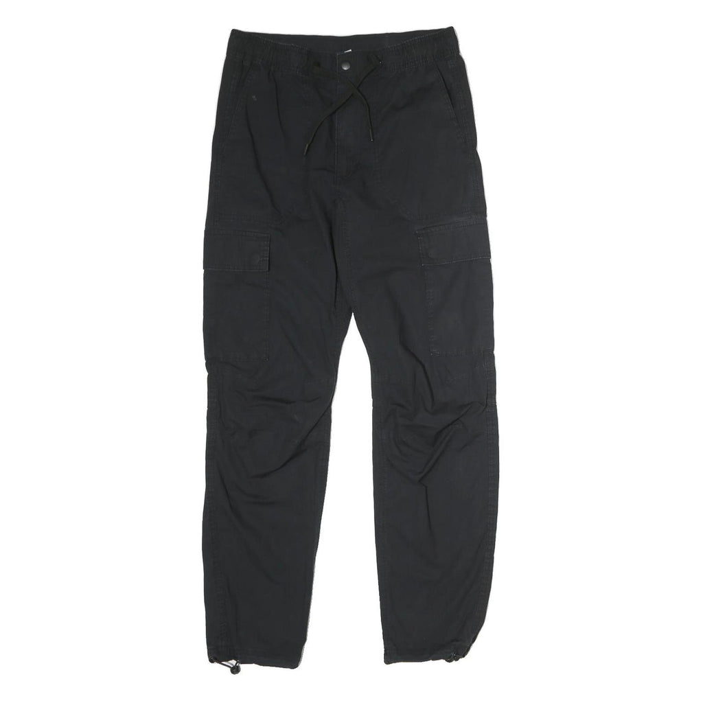 H&M Womens Black Cotton Blend Regular Leg Trousers W30 L28 Cargo Style Zip