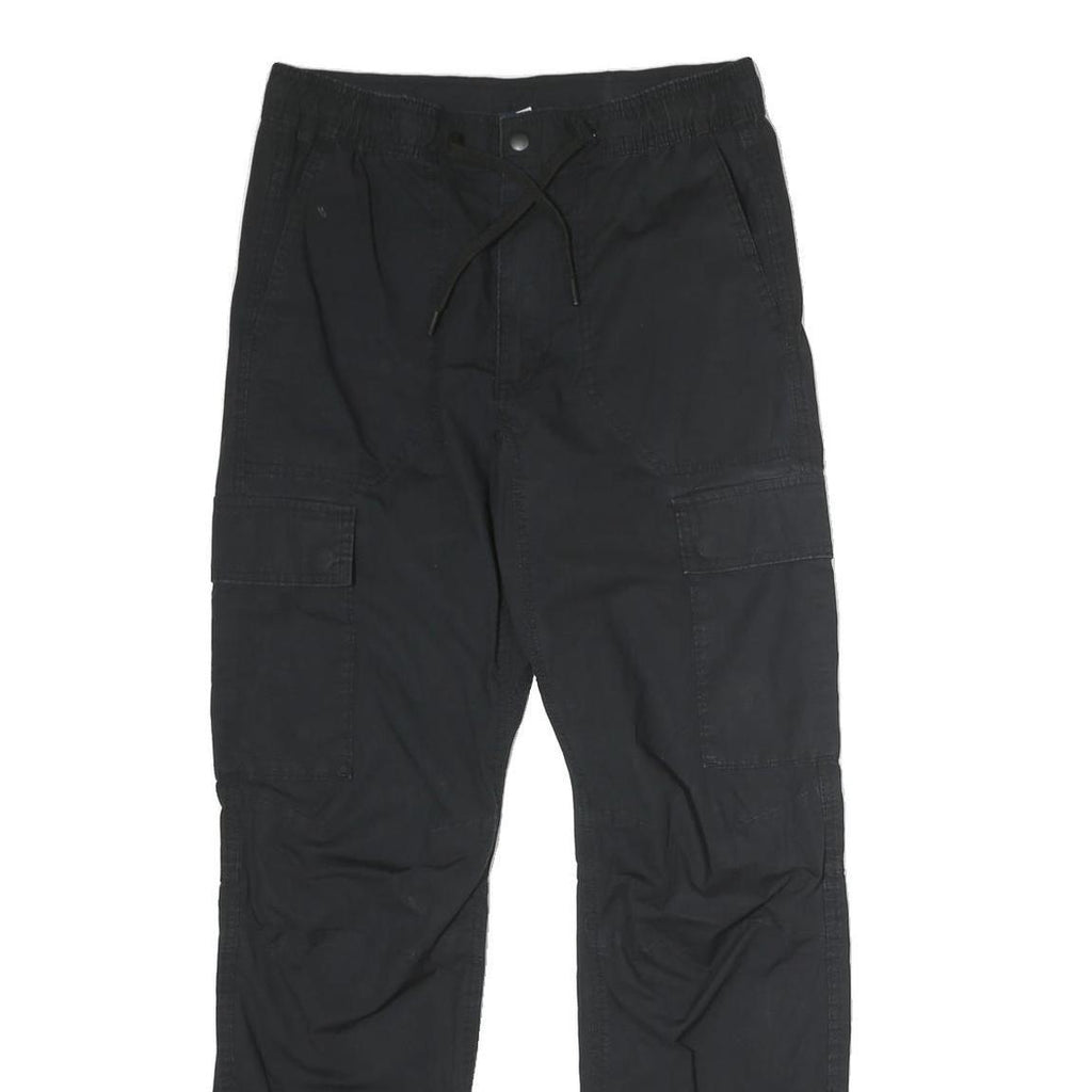 H&M Womens Black Cotton Blend Regular Leg Trousers W30 L28 Cargo Style Zip