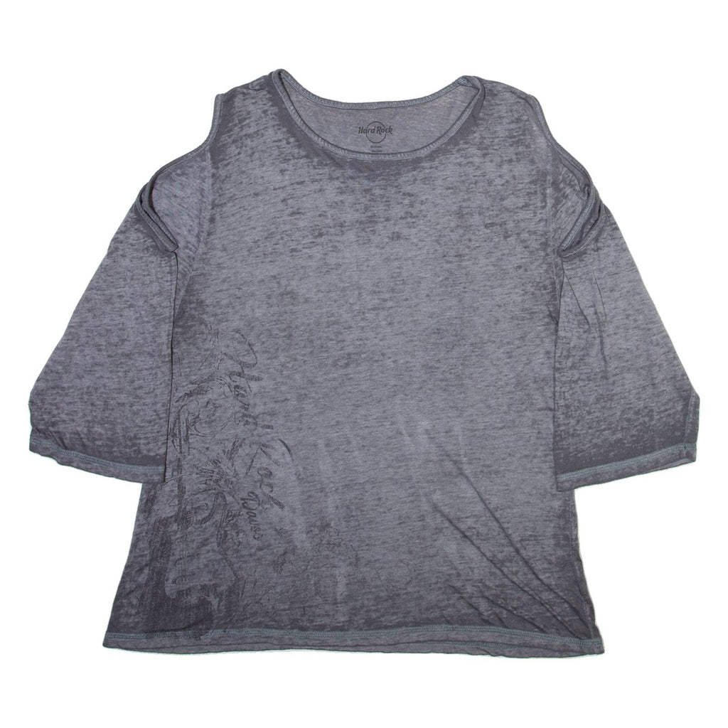 HARD ROCK CAFE Womens T-Shirt Grey 3/4 Sleeve M