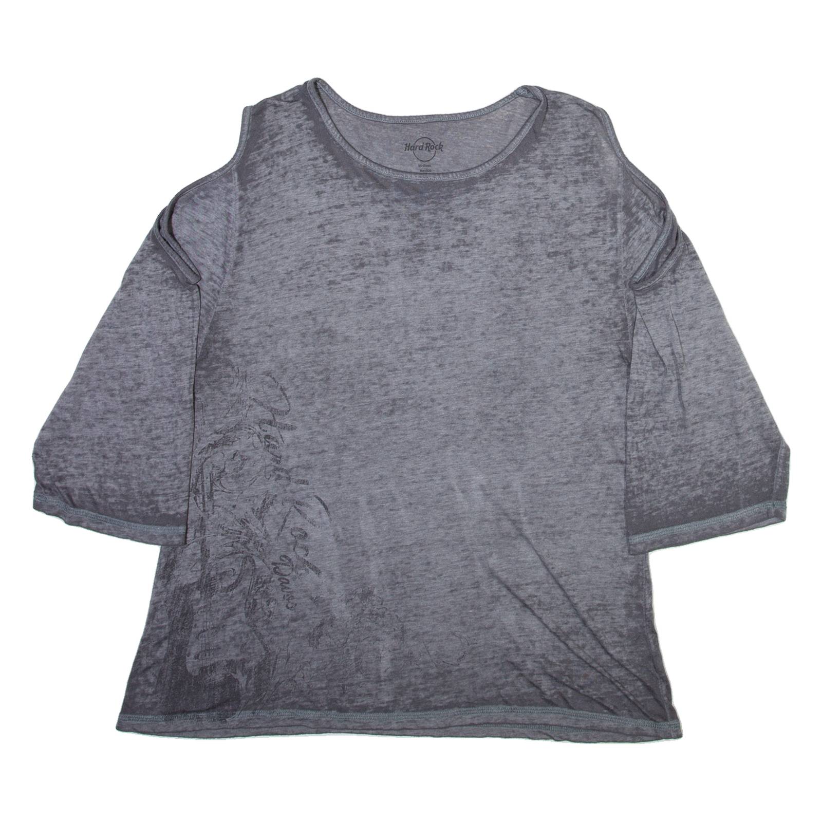 HARD ROCK CAFE Womens T-Shirt Grey 3/4 Sleeve M