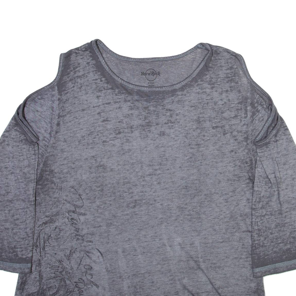 HARD ROCK CAFE Womens T-Shirt Grey 3/4 Sleeve M