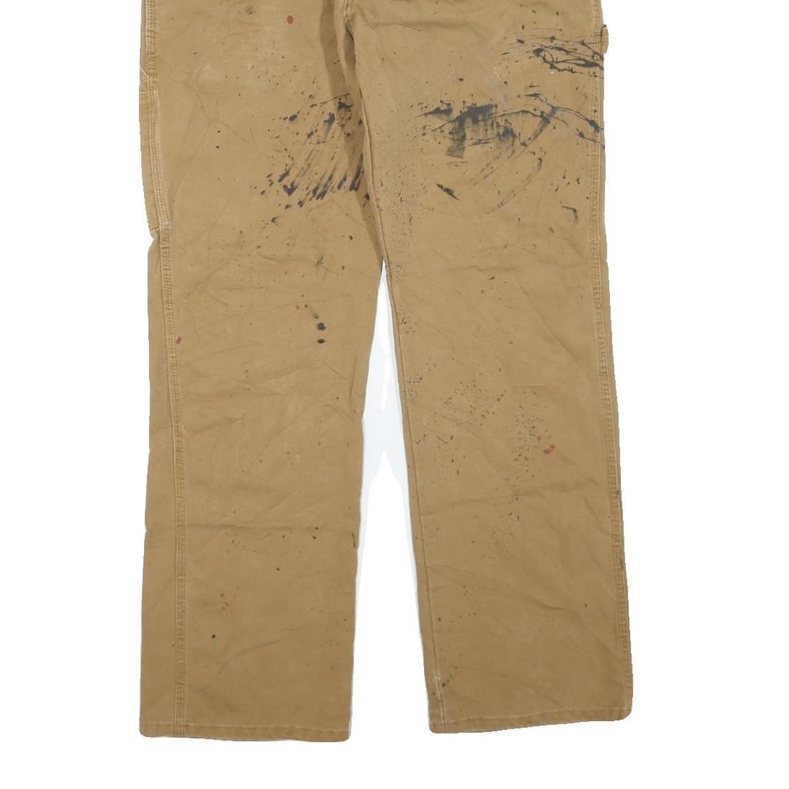 DICKIES Mens Regular Fit Jeans Beige Cotton Blend Zip W36 L32 Workwear Utility