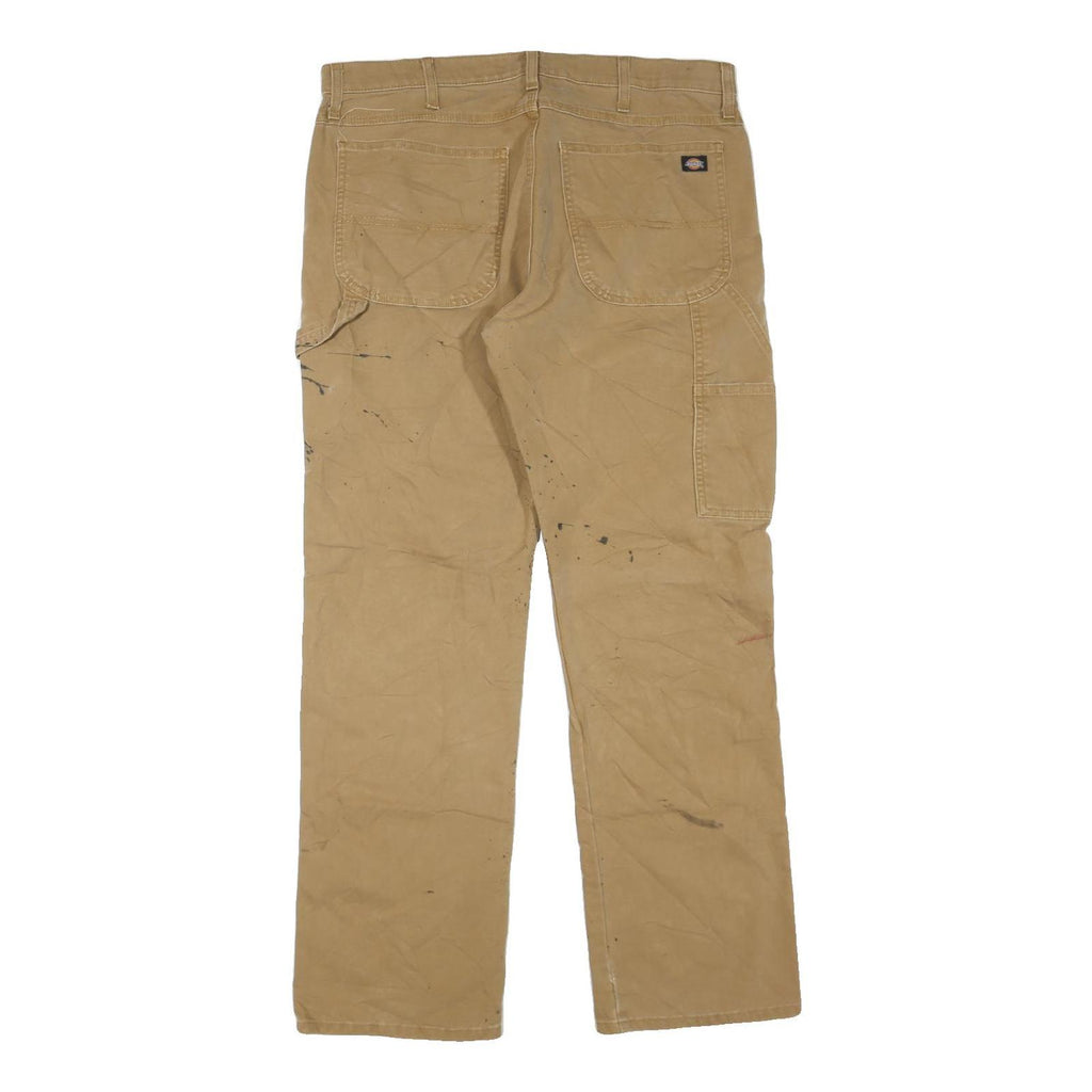DICKIES Mens Regular Fit Jeans Beige Cotton Blend Zip W36 L32 Workwear Utility