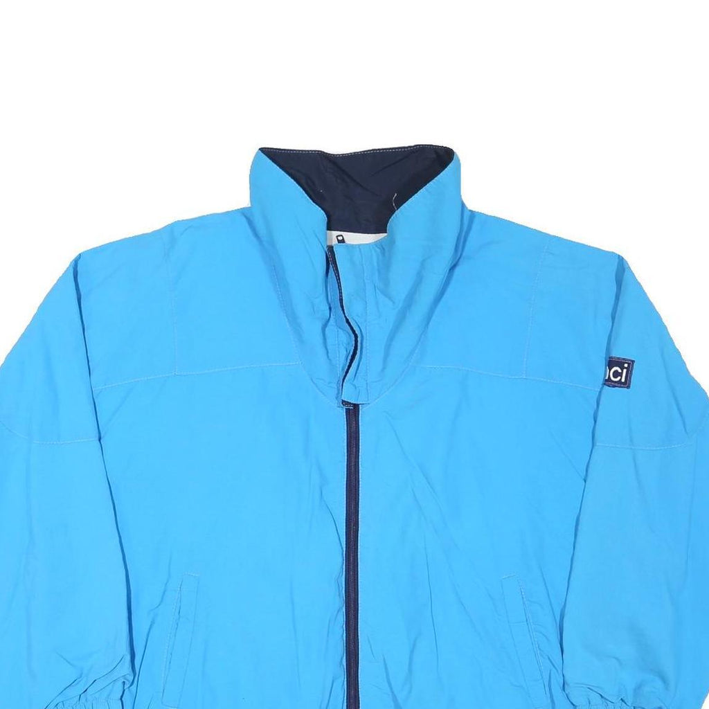 VINCI Mens Blue Light Blue Zip Jacket L Polyester Blend Plain Casual Outdoor