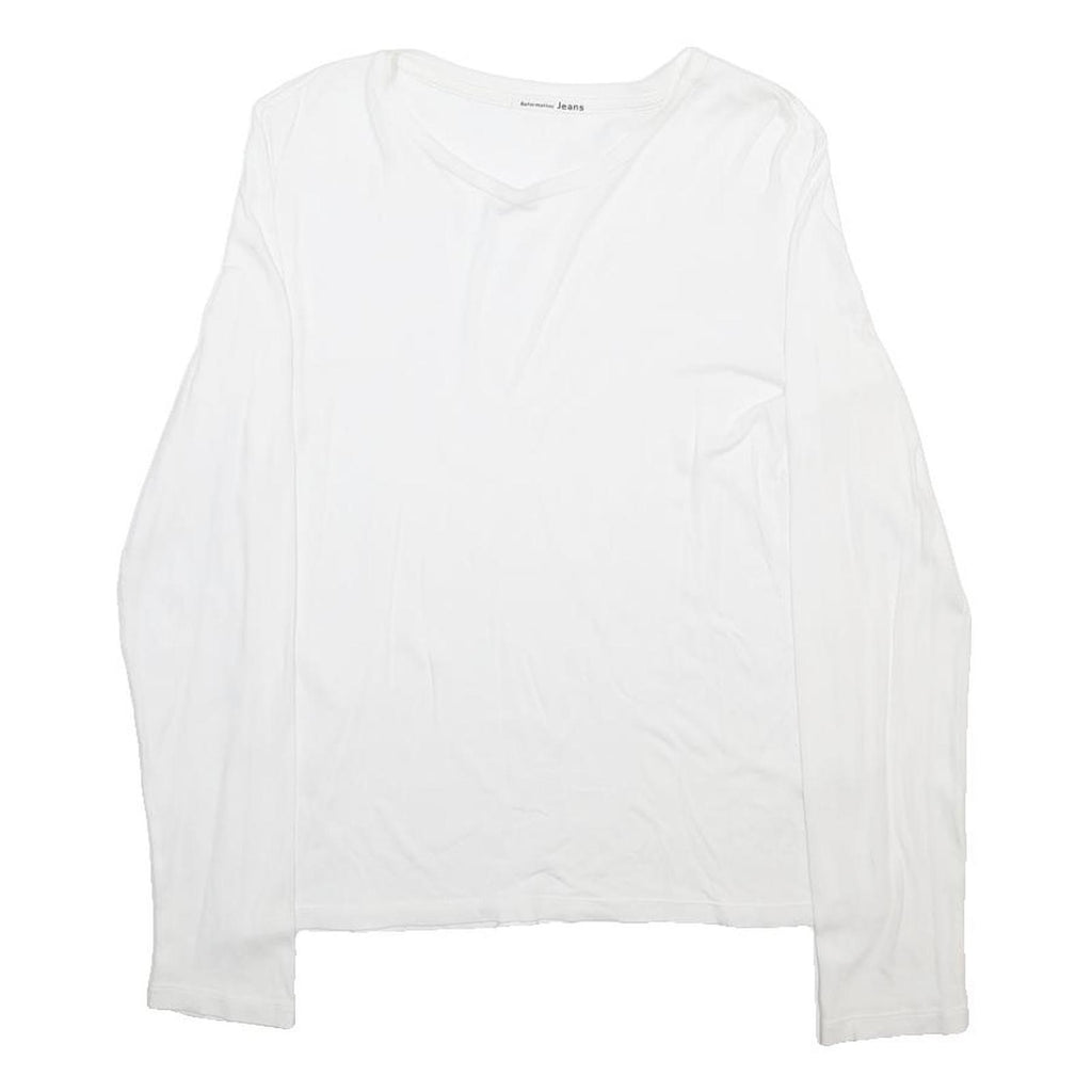 REFORMATION Womens White Long Sleeve V-Neck T-Shirt Cotton S Plain Classic