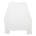 REFORMATION Womens White Long Sleeve V-Neck T-Shirt Cotton S Plain Classic