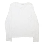 REFORMATION Womens White Long Sleeve V-Neck T-Shirt Cotton S Plain Classic