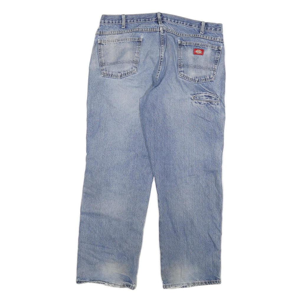 DICKIES Mens Blue Regular Fit Denim Jeans W38 L30 Workwear Cotton Blend Zip