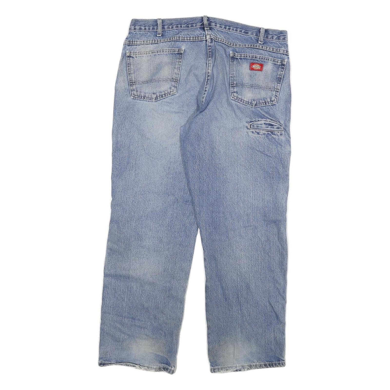 DICKIES Mens Blue Regular Fit Denim Jeans W38 L30 Workwear Cotton Blend Zip