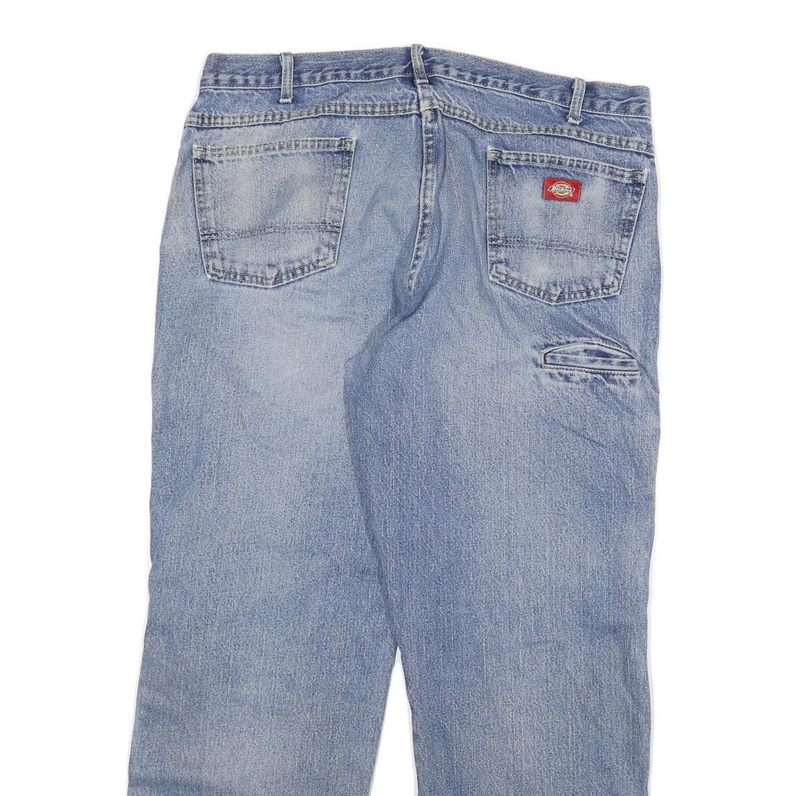 DICKIES Mens Blue Regular Fit Denim Jeans W38 L30 Workwear Cotton Blend Zip