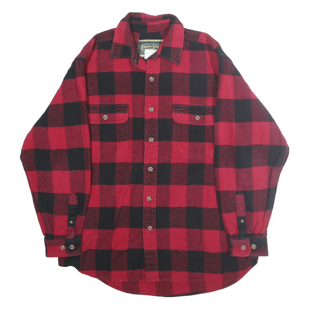 FIELD & STREAM Mens Red & Black Check Shirt M Cotton Long Sleeve Casual Workwear