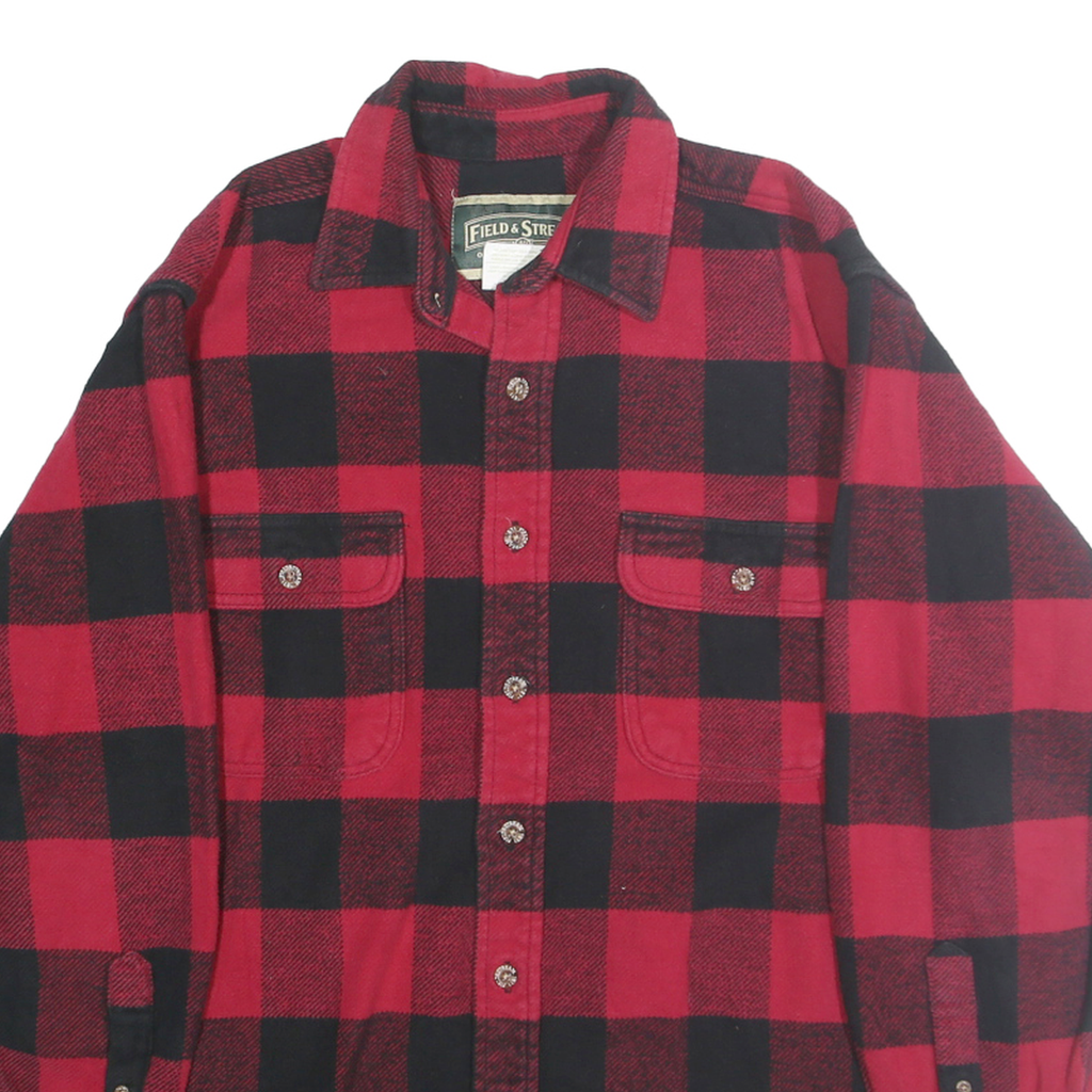 FIELD & STREAM Mens Red & Black Check Shirt M Cotton Long Sleeve Casual Workwear
