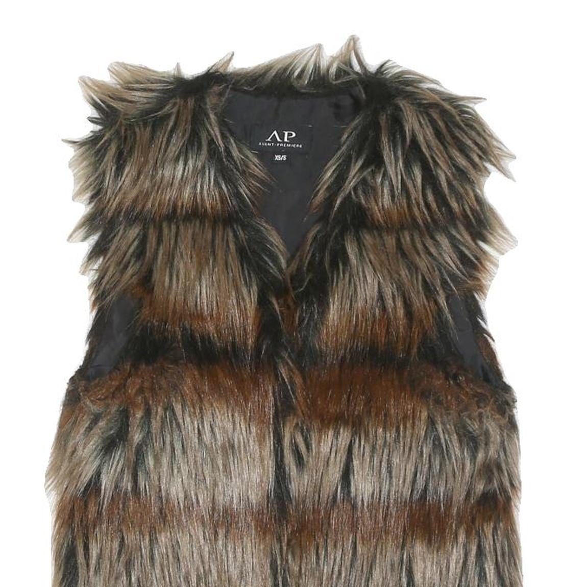 AVANT PREMIERE Womens Brown Faux Fur Gilet XS Polyester Blend Button Closure