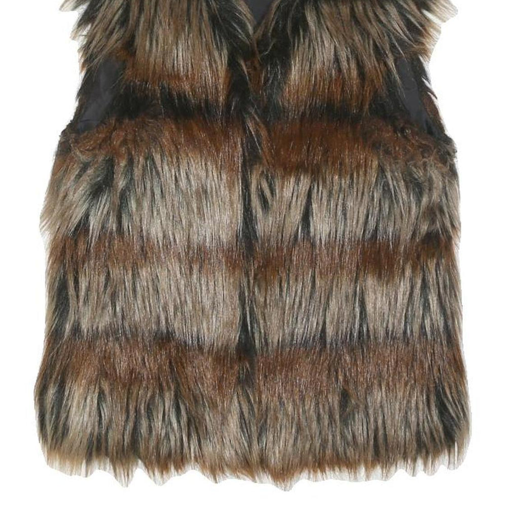 AVANT PREMIERE Womens Brown Faux Fur Gilet XS Polyester Blend Button Closure
