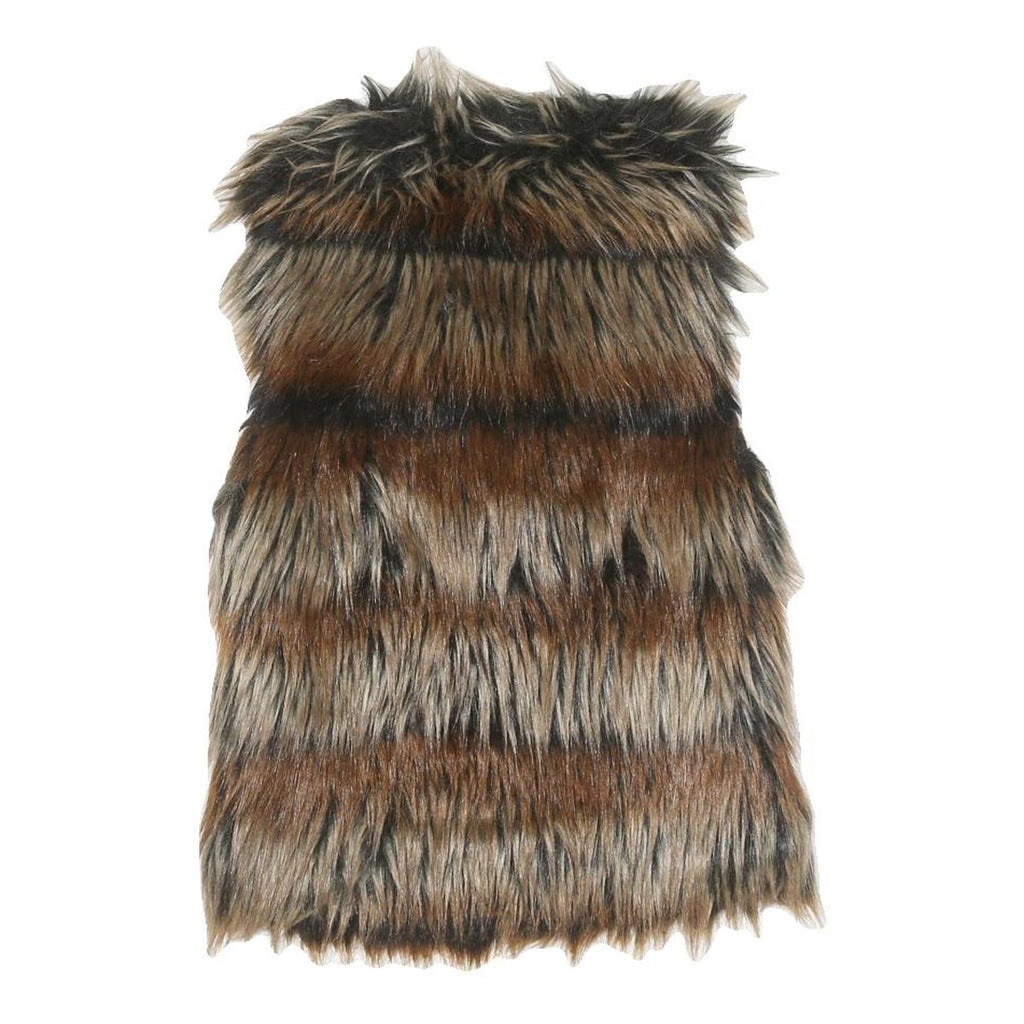 AVANT PREMIERE Womens Brown Faux Fur Gilet XS Polyester Blend Button Closure