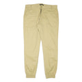INCERUN Mens Cotton Blend Beige Relaxed Tapered Trousers W36 L31 Elastic Hem Zip