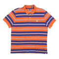 CHAPS Mens Orange & Blue Striped Short Sleeve Polo Shirt XL Classic Cotton Blend