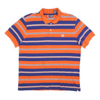 CHAPS Mens Orange & Blue Striped Short Sleeve Polo Shirt XL Classic Cotton Blend