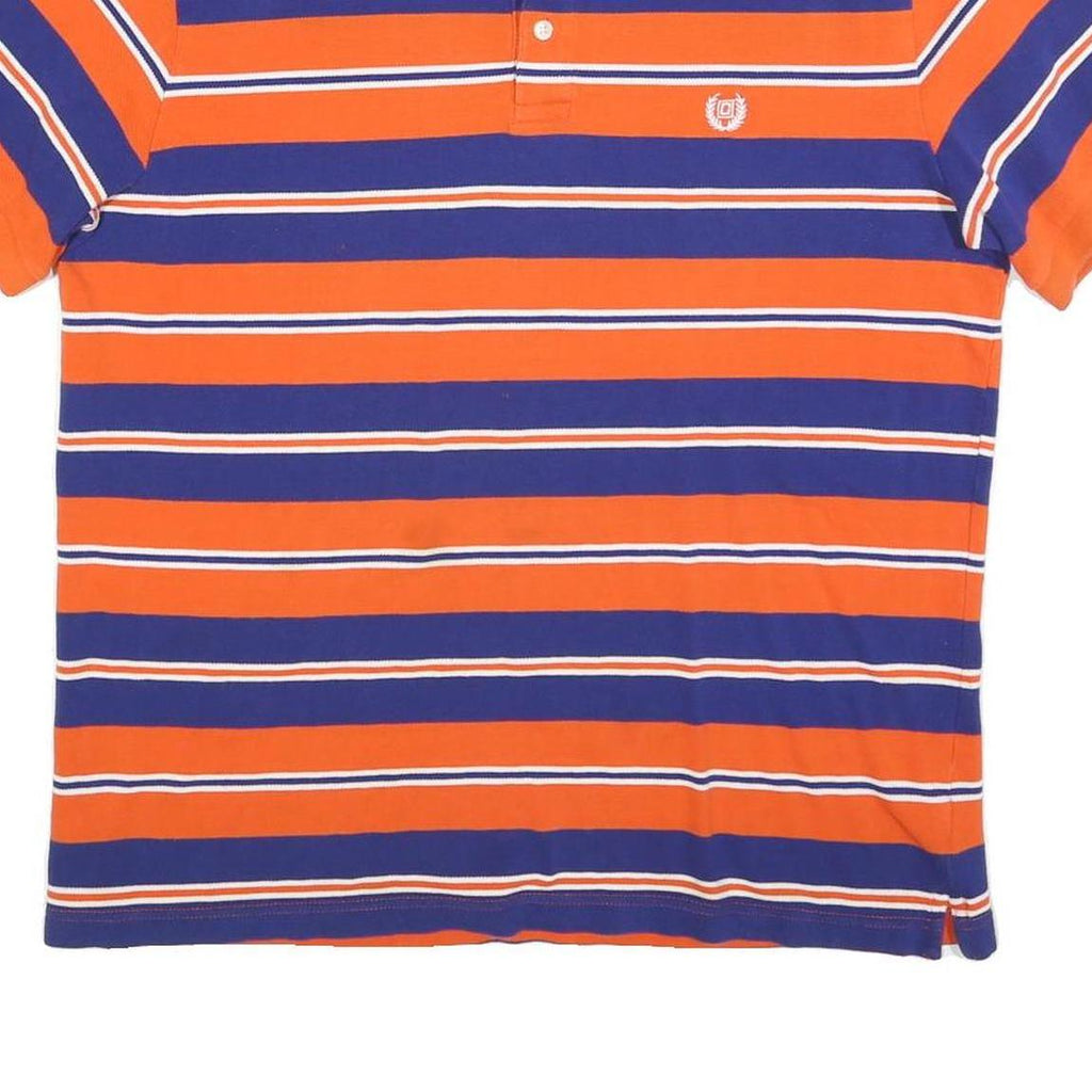 CHAPS Mens Orange & Blue Striped Short Sleeve Polo Shirt XL Classic Cotton Blend