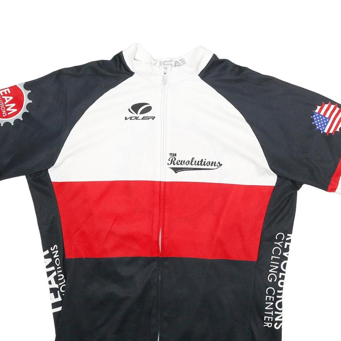 VOLEA Mens Black & White & Red Cycling T-Shirt XL Short Sleeve Crew Neck Team