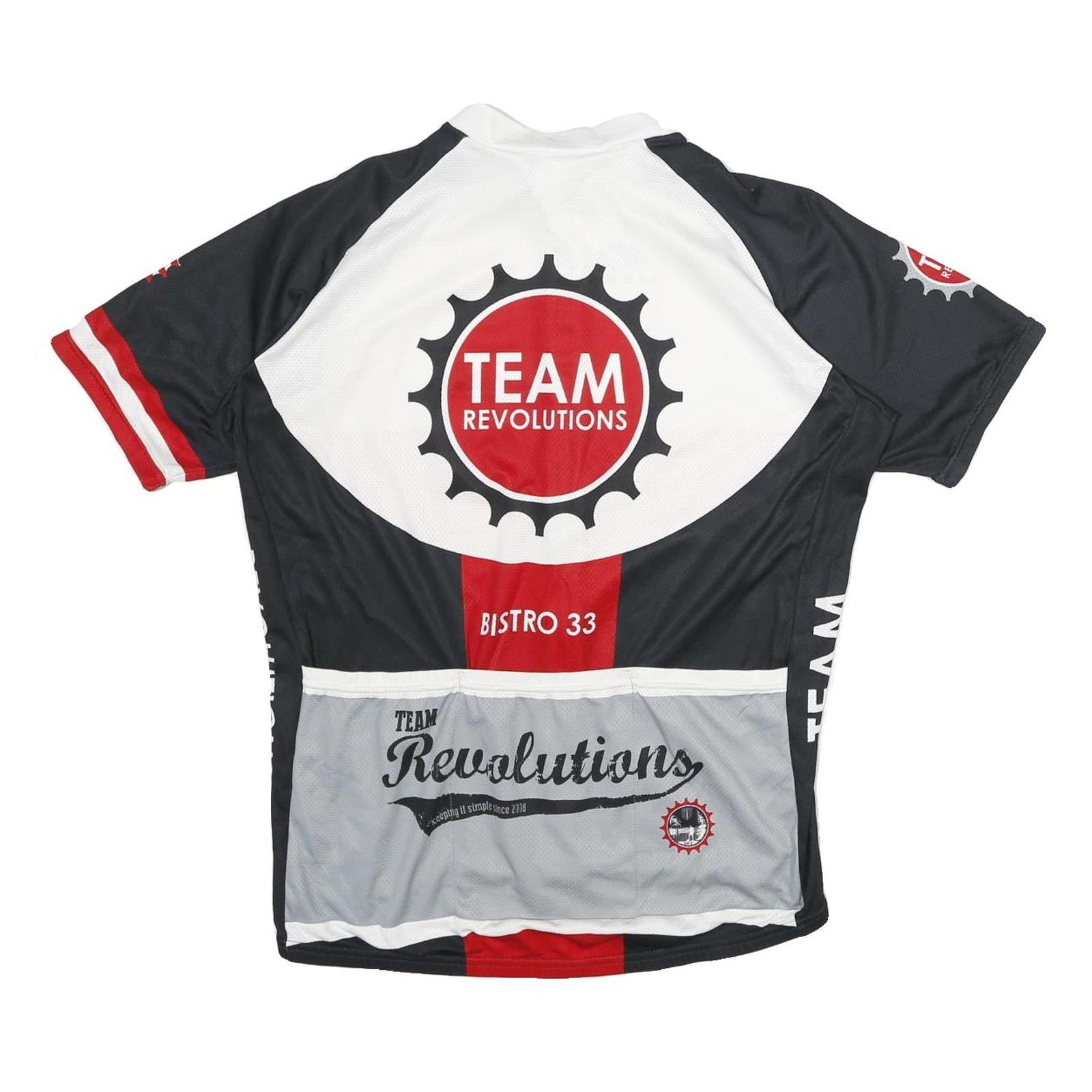 VOLEA Mens Black & White & Red Cycling T-Shirt XL Short Sleeve Crew Neck Team