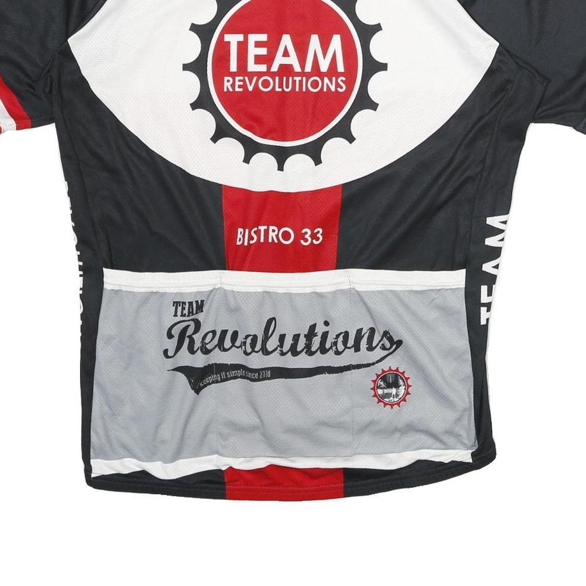 VOLEA Mens Black & White & Red Cycling T-Shirt XL Short Sleeve Crew Neck Team