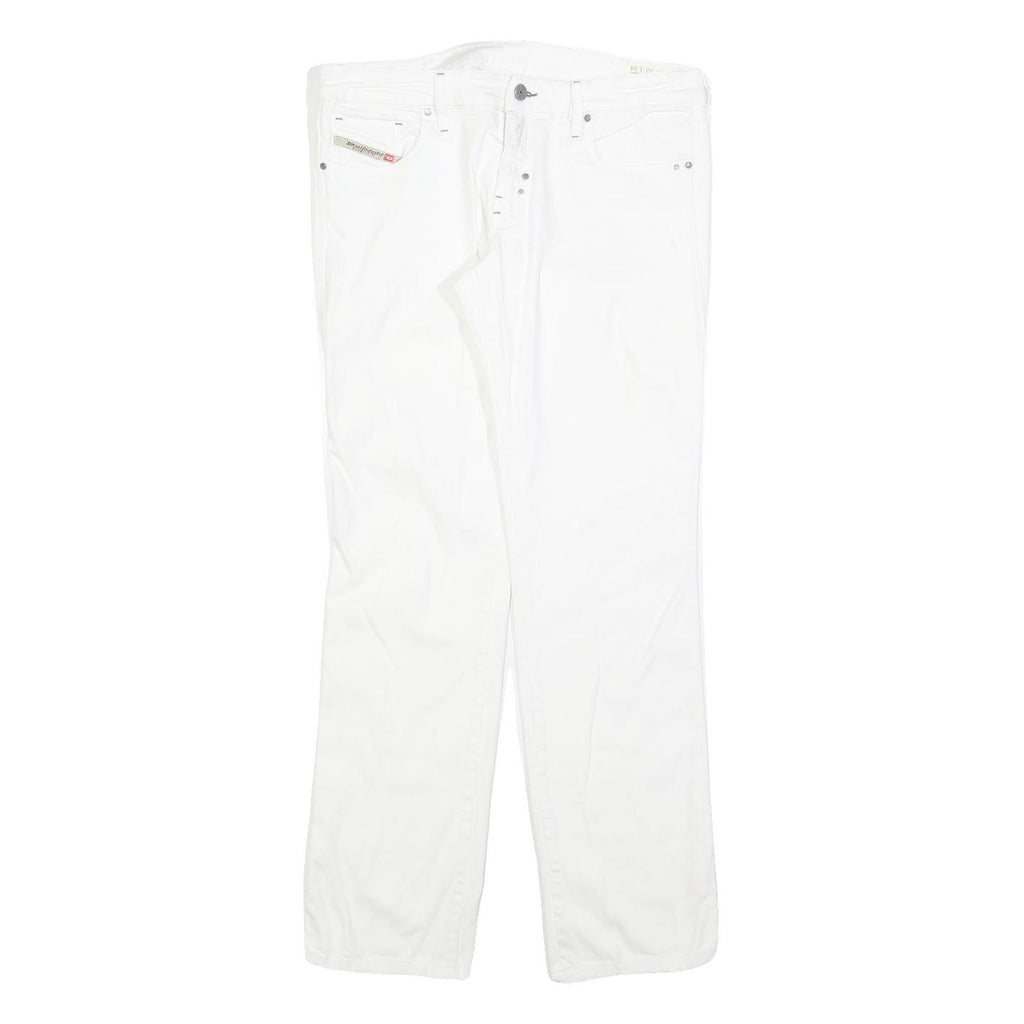 DIESEL Womens Regular Fit White Denim Jeans W32 L30 Cotton Blend Zip