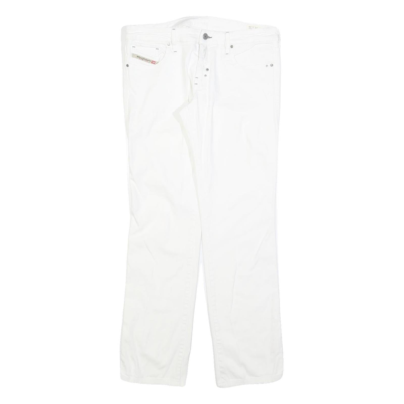 DIESEL Womens Regular Fit White Denim Jeans W32 L30 Cotton Blend Zip