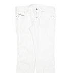 DIESEL Womens Regular Fit White Denim Jeans W32 L30 Cotton Blend Zip