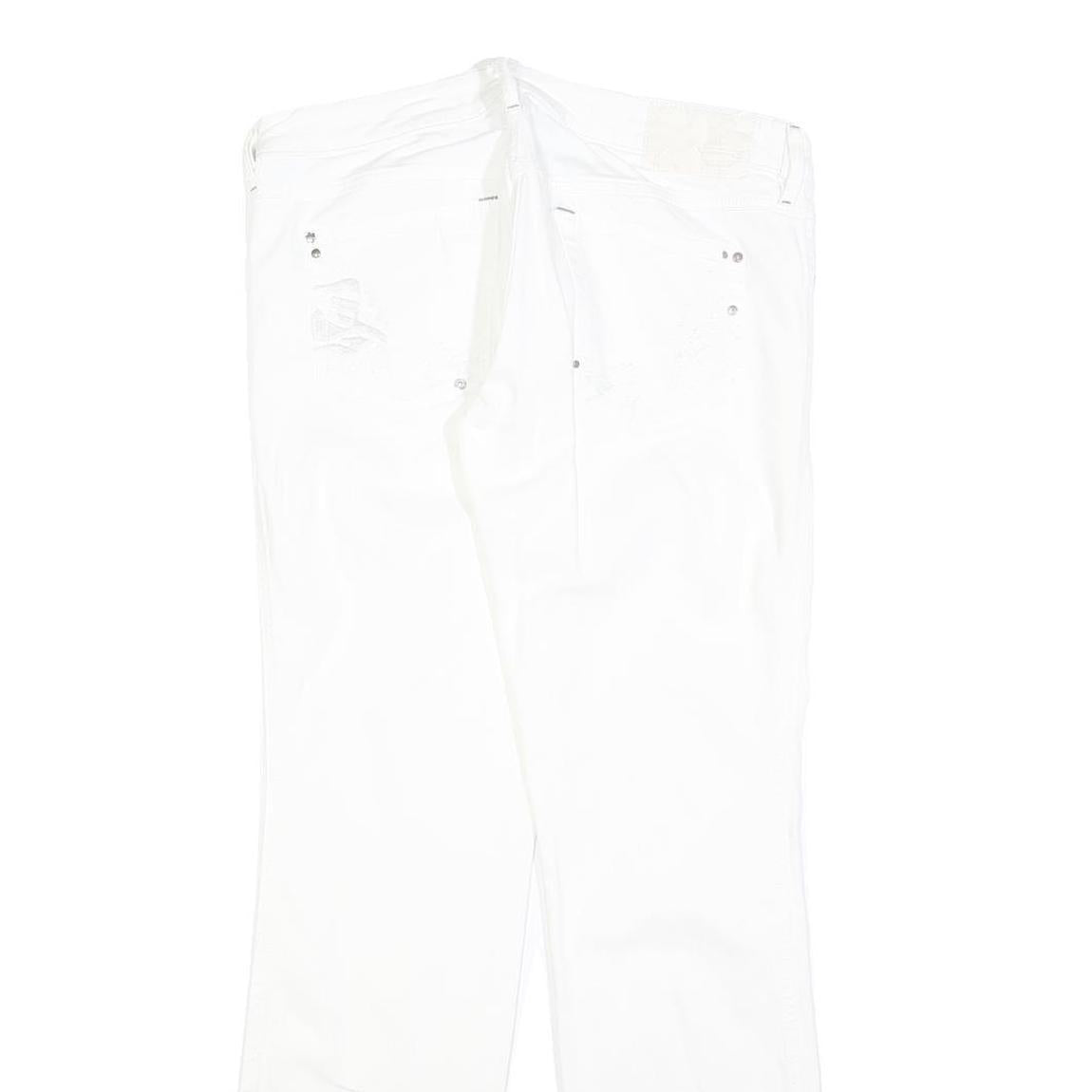 DIESEL Womens Regular Fit White Denim Jeans W32 L30 Cotton Blend Zip