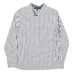 TOMMY HILFIGER Womens White & Grey Striped Shirt Long Sleeve Collared L Cotton