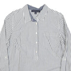 TOMMY HILFIGER Womens White & Grey Striped Shirt Long Sleeve Collared L Cotton