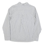 TOMMY HILFIGER Womens White & Grey Striped Shirt Long Sleeve Collared L Cotton