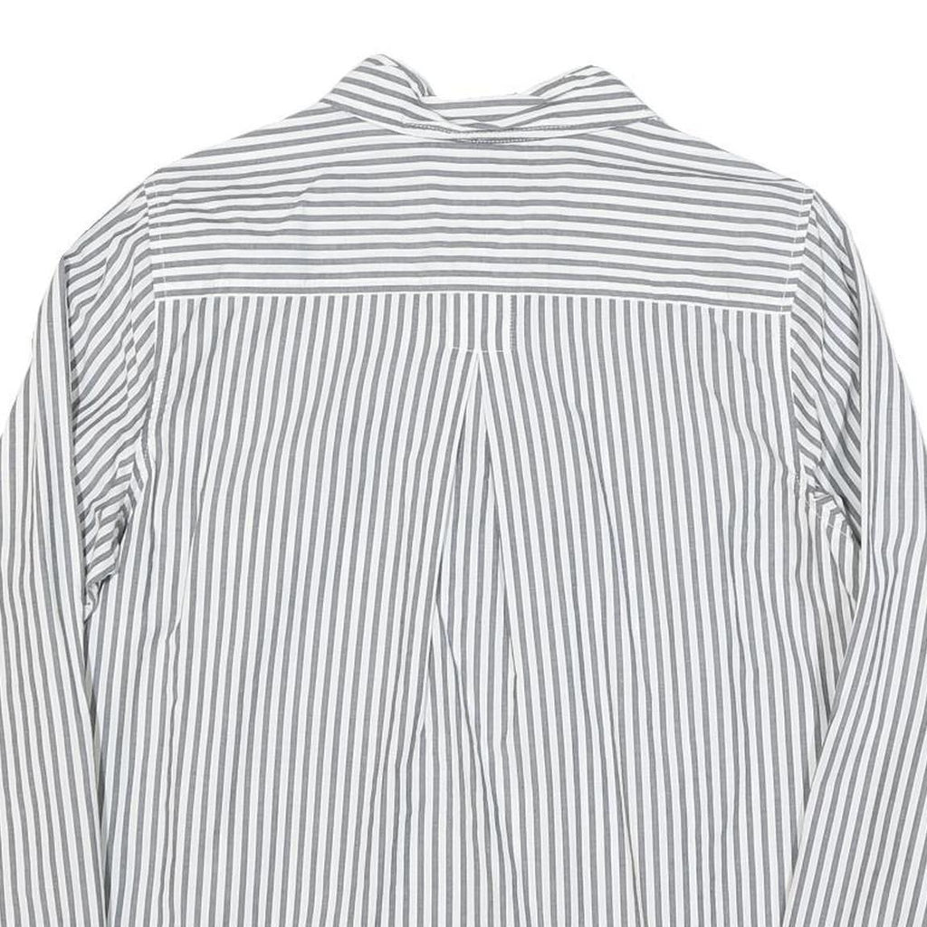 TOMMY HILFIGER Womens White & Grey Striped Shirt Long Sleeve Collared L Cotton