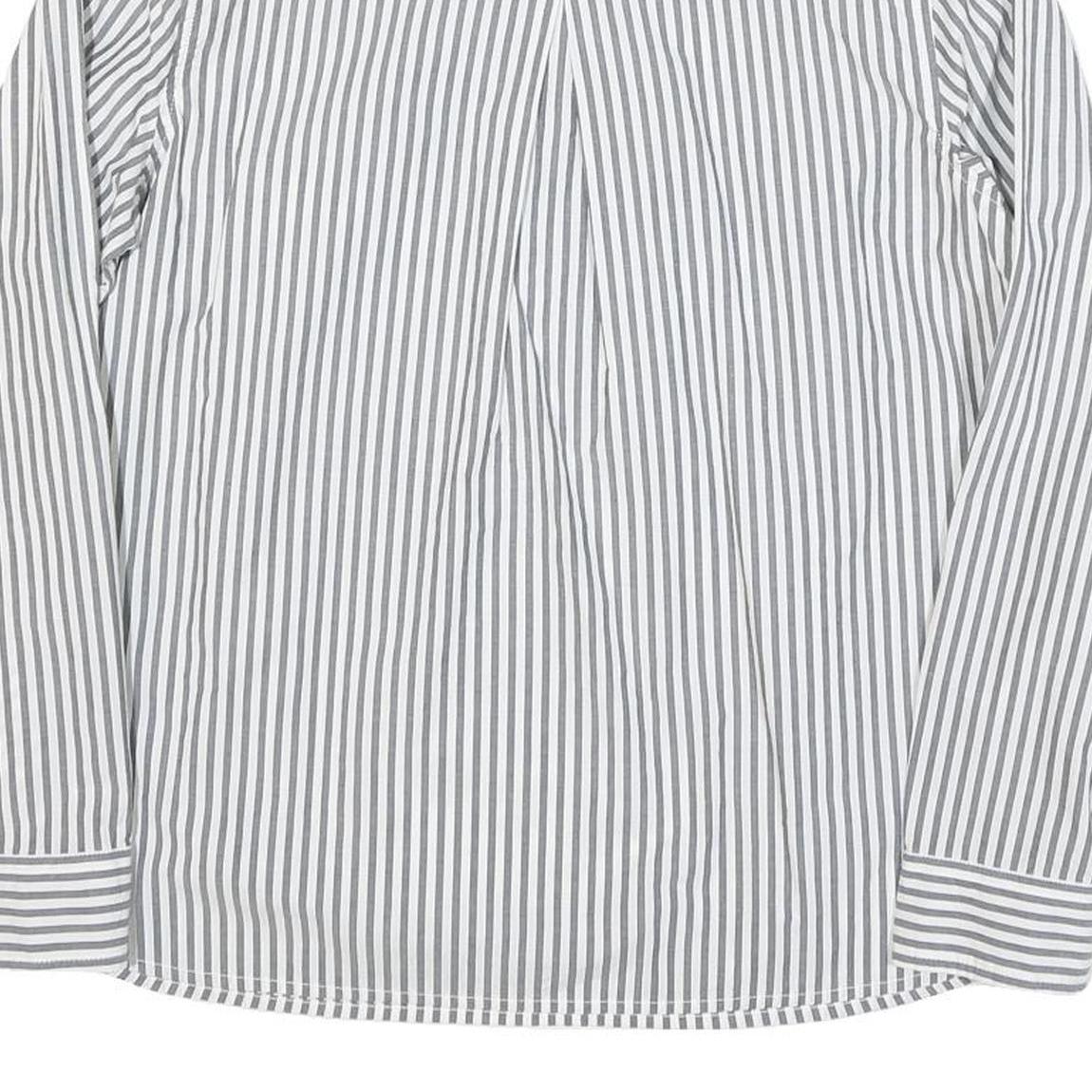 TOMMY HILFIGER Womens White & Grey Striped Shirt Long Sleeve Collared L Cotton