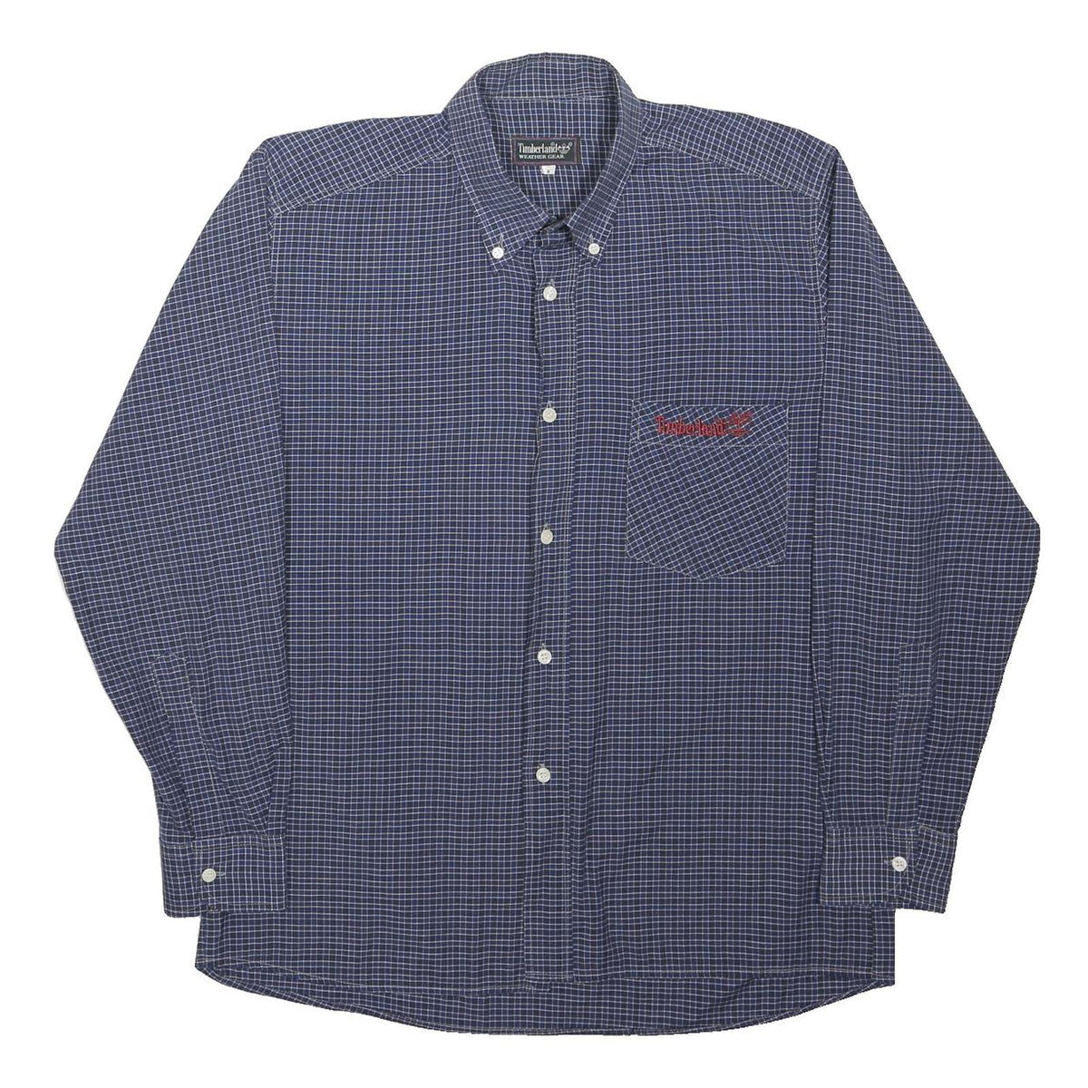 TIMBERLAND Mens Blue Check Shirt M Button Collar Long Sleeve Cotton Blend Casual