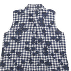 TOMMY HILFIGER Womens Blue & White Sleeveless Check Shirt M Linen Blend