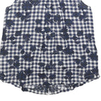 TOMMY HILFIGER Womens Blue & White Sleeveless Check Shirt M Linen Blend