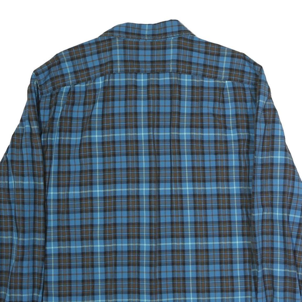 NAUTICA Mens Blue & Brown Check Shirt XL Classic Fit Cotton Long Sleeve Button