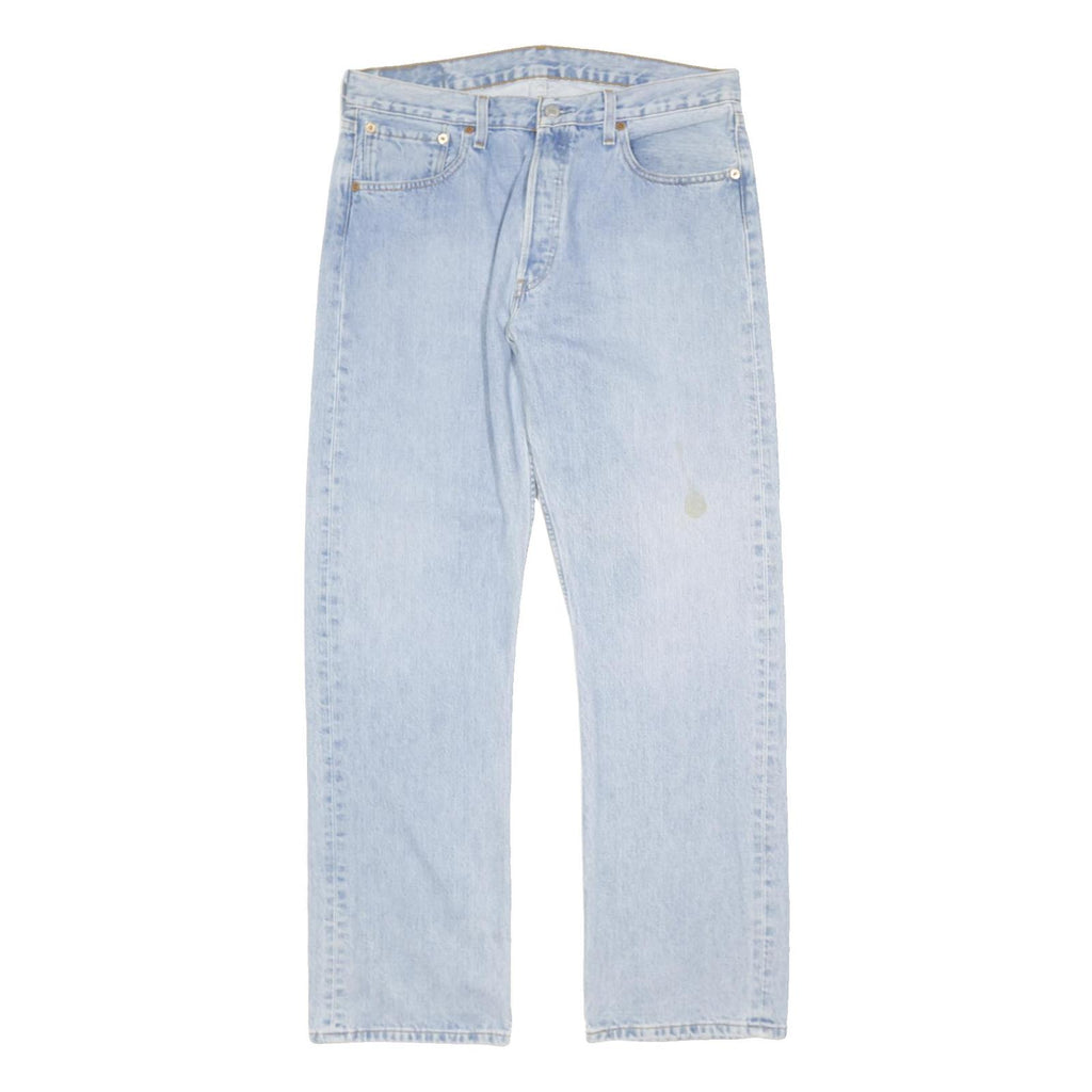 LEVI'S 501 Mens Jeans Blue Regular Straight Denim Light W32 L41 Classic Button