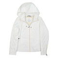NAUTICA Womens White Quilted Hooded Jacket S Polyester Blend Zip Casual Outdoor