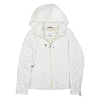 NAUTICA Womens White Quilted Hooded Jacket S Polyester Blend Zip Casual Outdoor