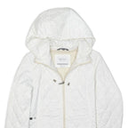 NAUTICA Womens White Quilted Hooded Jacket S Polyester Blend Zip Casual Outdoor