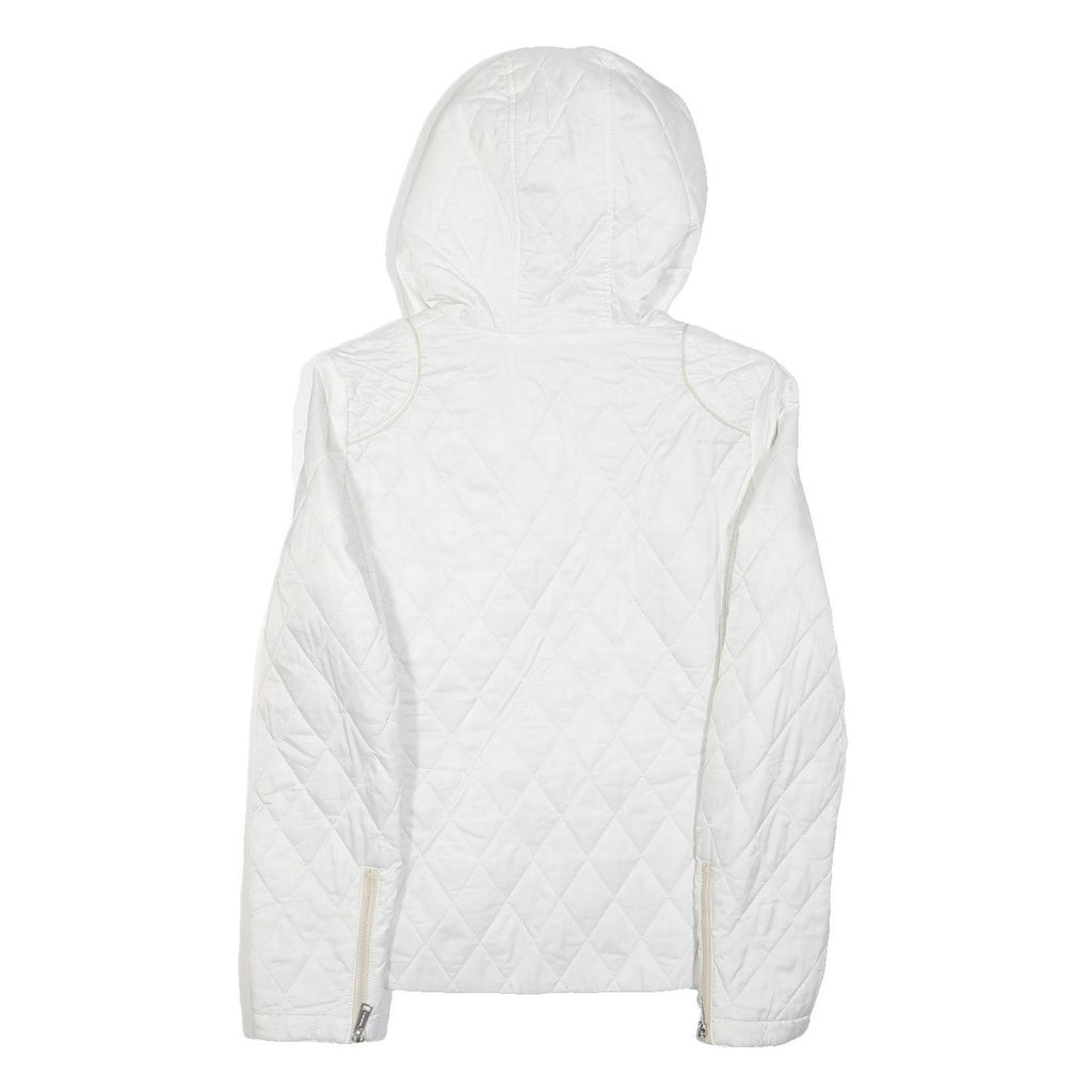 NAUTICA Womens White Quilted Hooded Jacket S Polyester Blend Zip Casual Outdoor