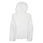 NAUTICA Womens White Quilted Hooded Jacket S Polyester Blend Zip Casual Outdoor